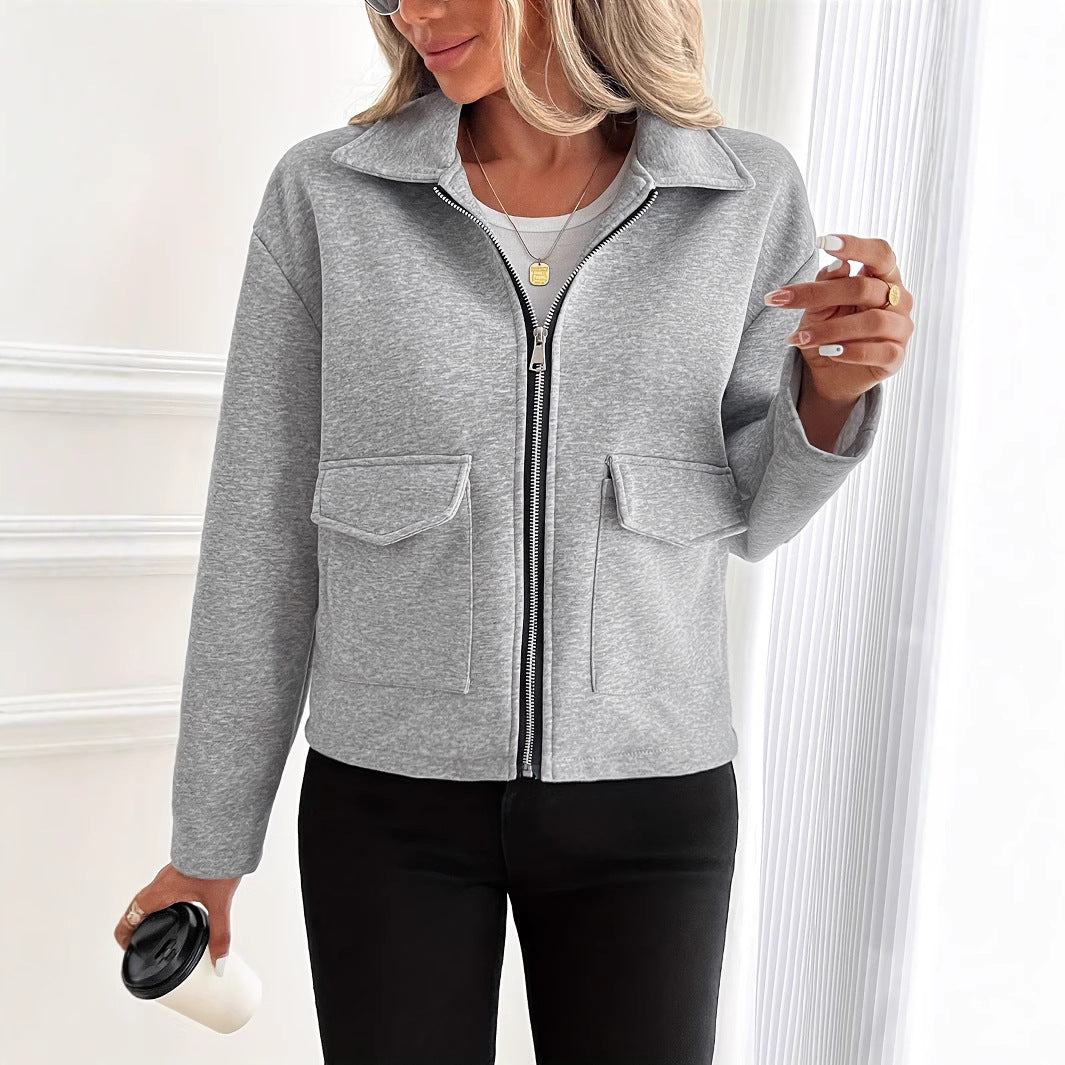 Giacca Corta Casual da Donna con Zip