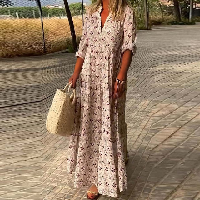 ALEXIS - Abito casual a maniche lunghe con scollo a V
