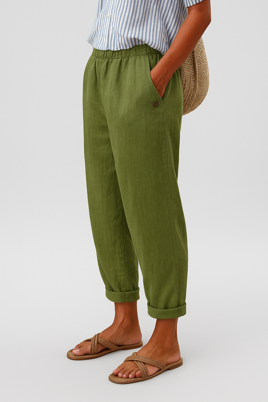 Pantaloni Casual Relaxed con Fondo Risvoltato da Donna