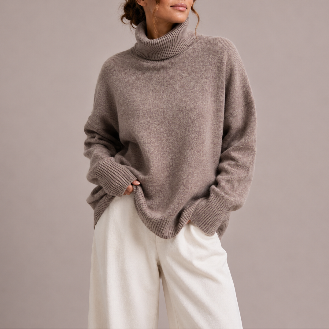 Maglione Oversize in Maglia a Collo Alto da Donna