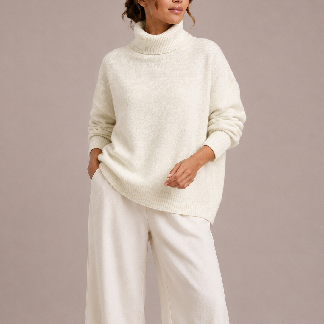 Maglione Oversize in Maglia a Collo Alto da Donna