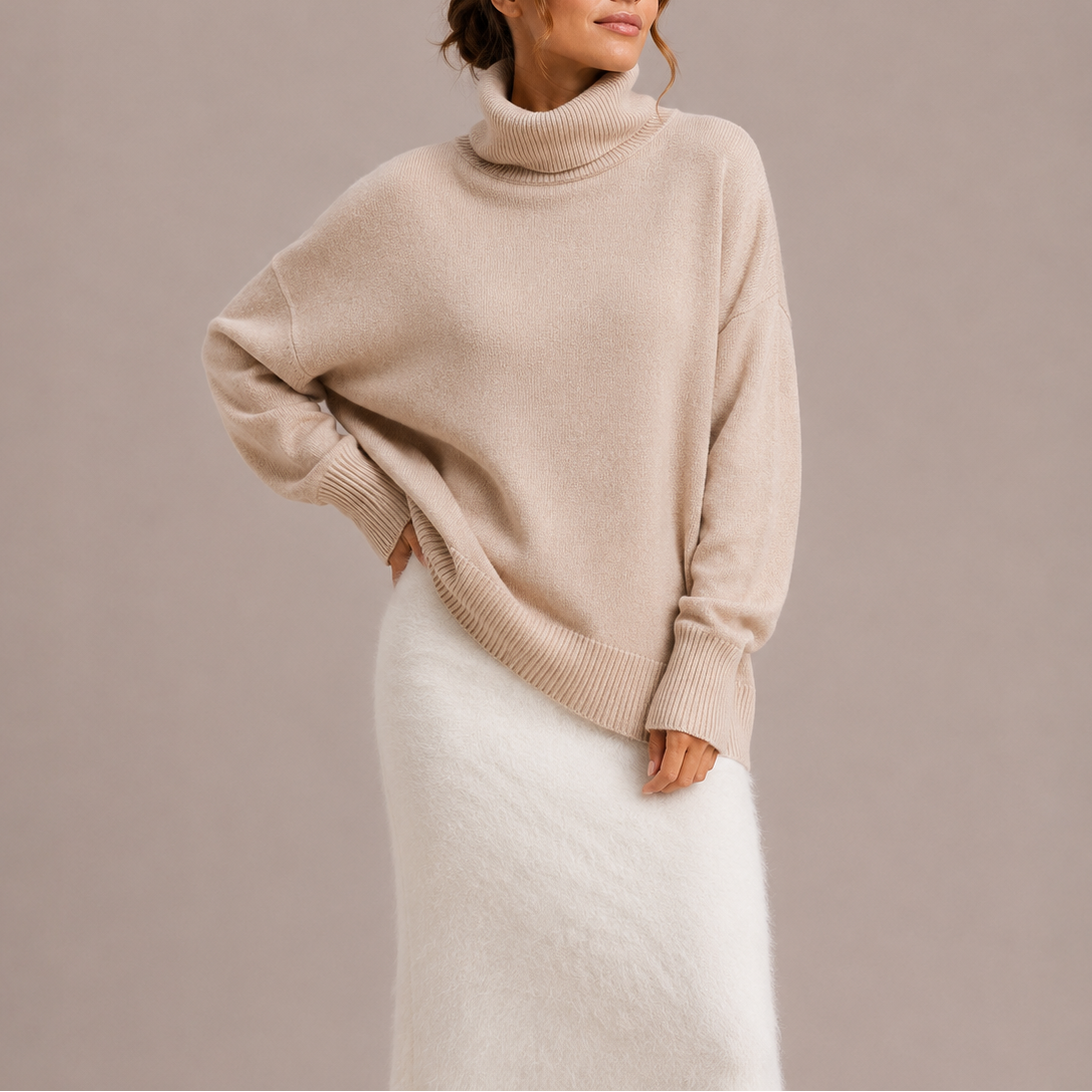 Maglione Oversize in Maglia a Collo Alto da Donna