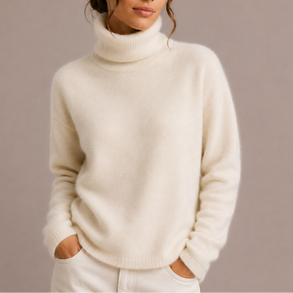 Maglione Classico in Maglia con Collo Alto da Donna