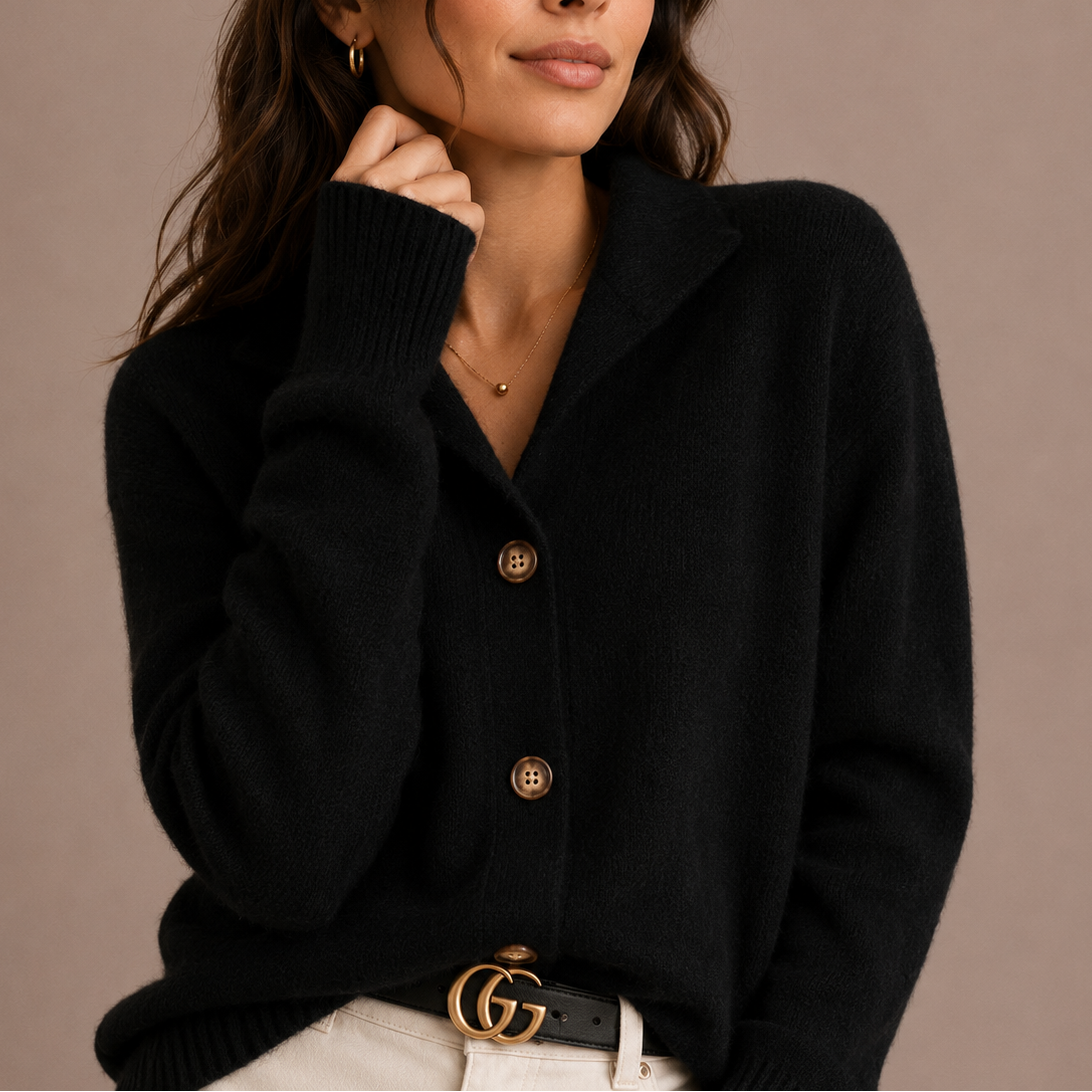 Cardigan in Maglia con Colletto e Bottoni da Donna