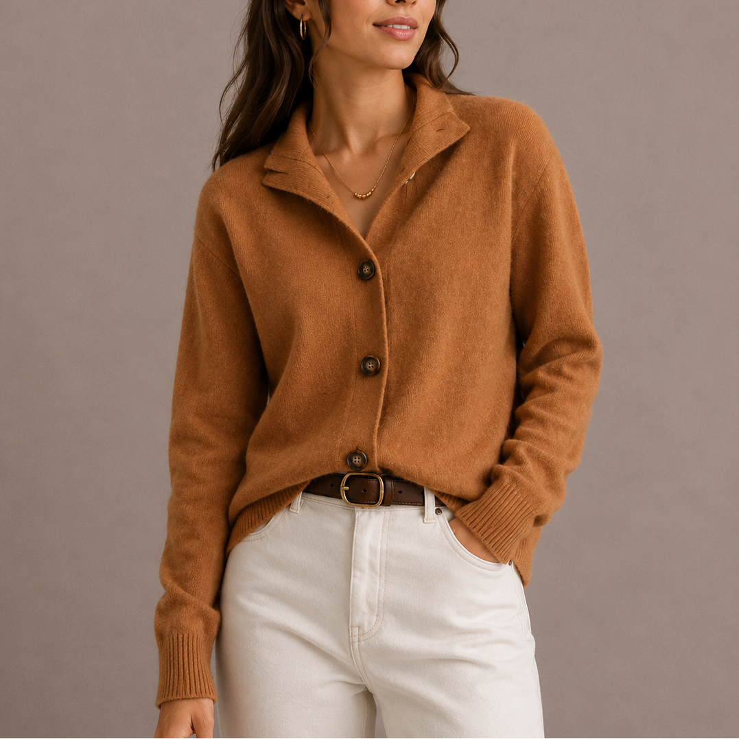 Cardigan in Maglia con Colletto e Bottoni da Donna