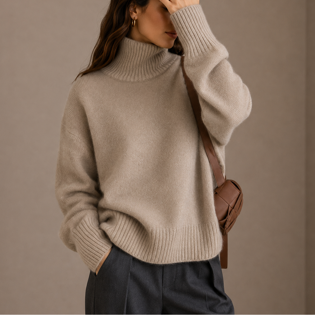 Maglione Oversize a Collo Alto da Donna