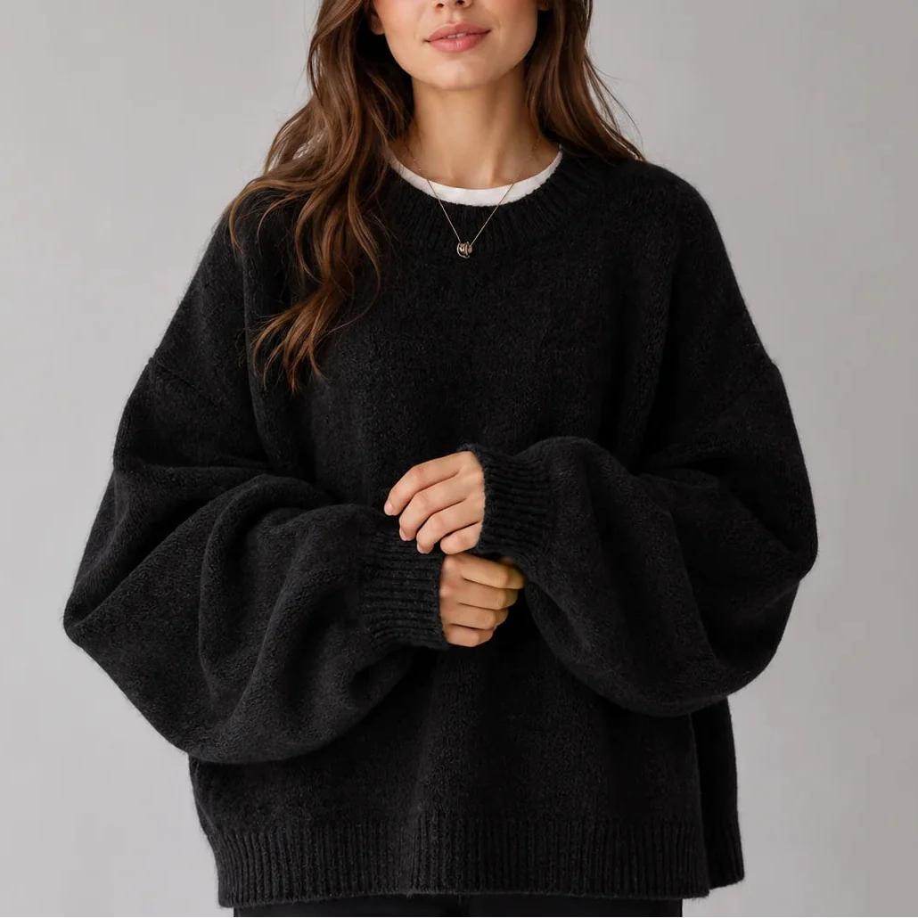 Maglione Oversize con Maniche a Palloncino da Donna