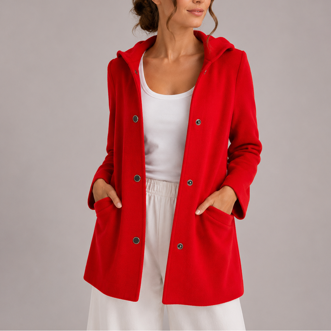 Cardigan Casual da Donna con Cappuccio e Tasche