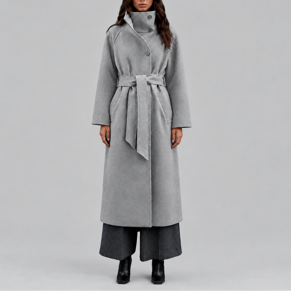 Cappotto Lungo da Donna in Lana con Cintura