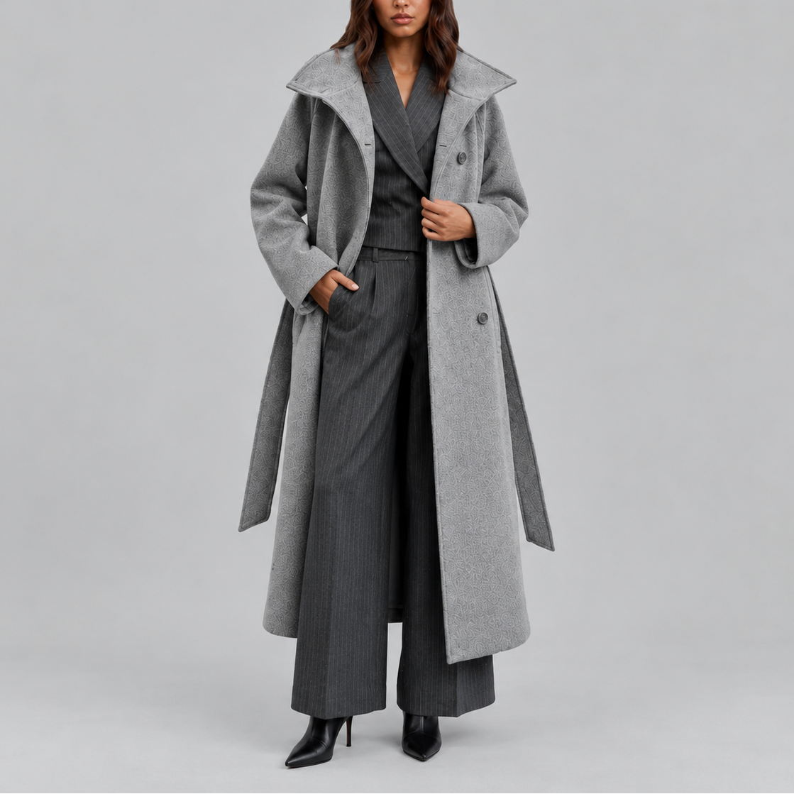 Cappotto Lungo da Donna in Lana con Cintura