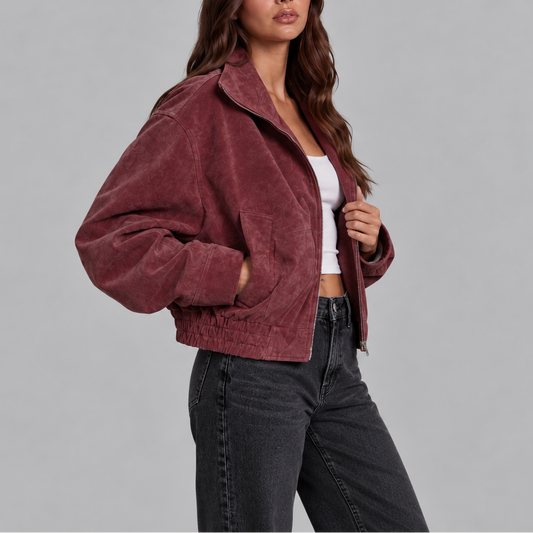 Bomber Oversize da Donna in Camoscio