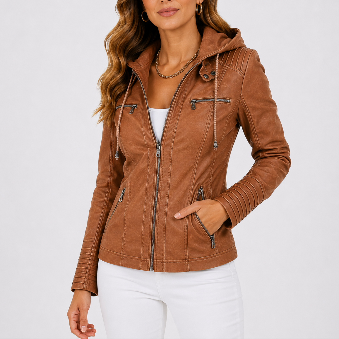 Giacca da Donna con Cappuccio e Tasche con Zip