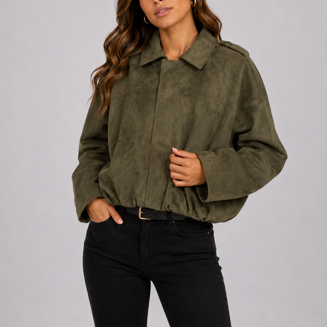 Bomber Oversize da Donna in Camoscio