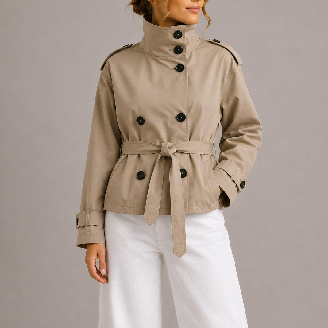 Trench Corto da Donna con Cintura
