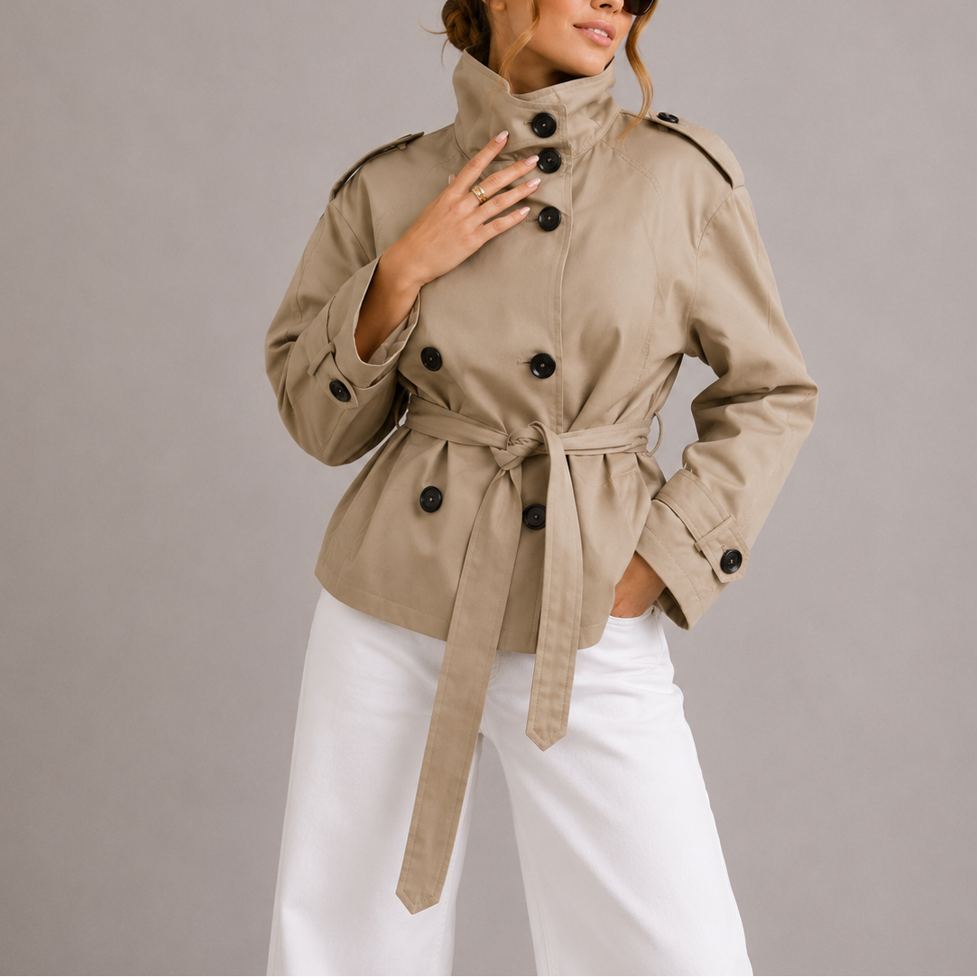 Trench Corto da Donna con Cintura
