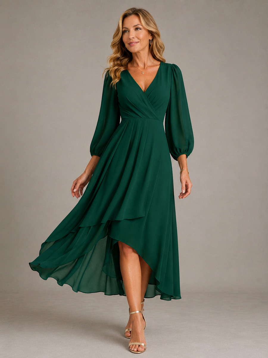 Abito Lungo Elegante da Donna con Scollo a V