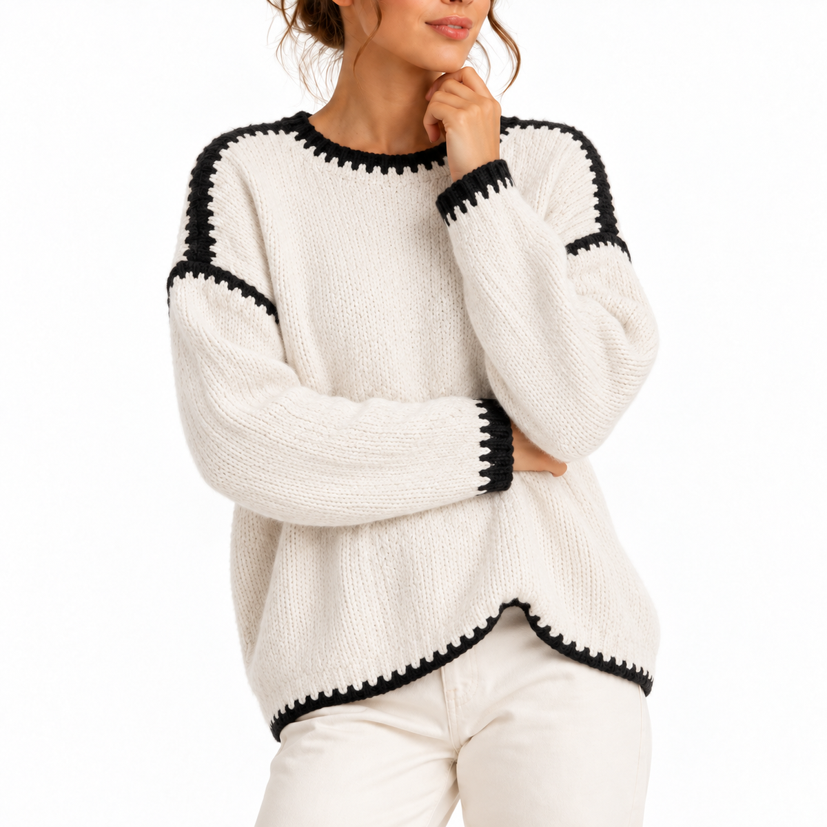 Maglione Oversize con Scollo a Barca da Donna