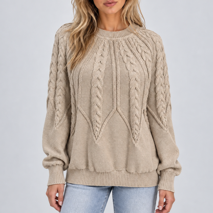 Maglione a Treccia con Maniche a Palloncino da Donna