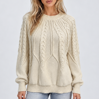 Maglione a Treccia con Maniche a Palloncino da Donna