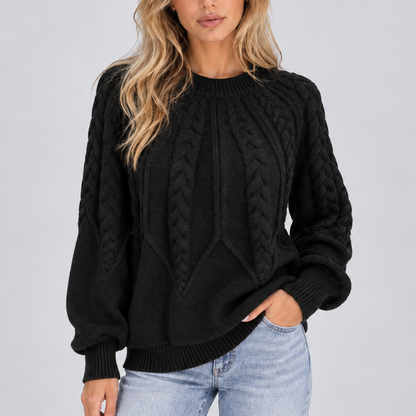 Maglione a Treccia con Maniche a Palloncino da Donna