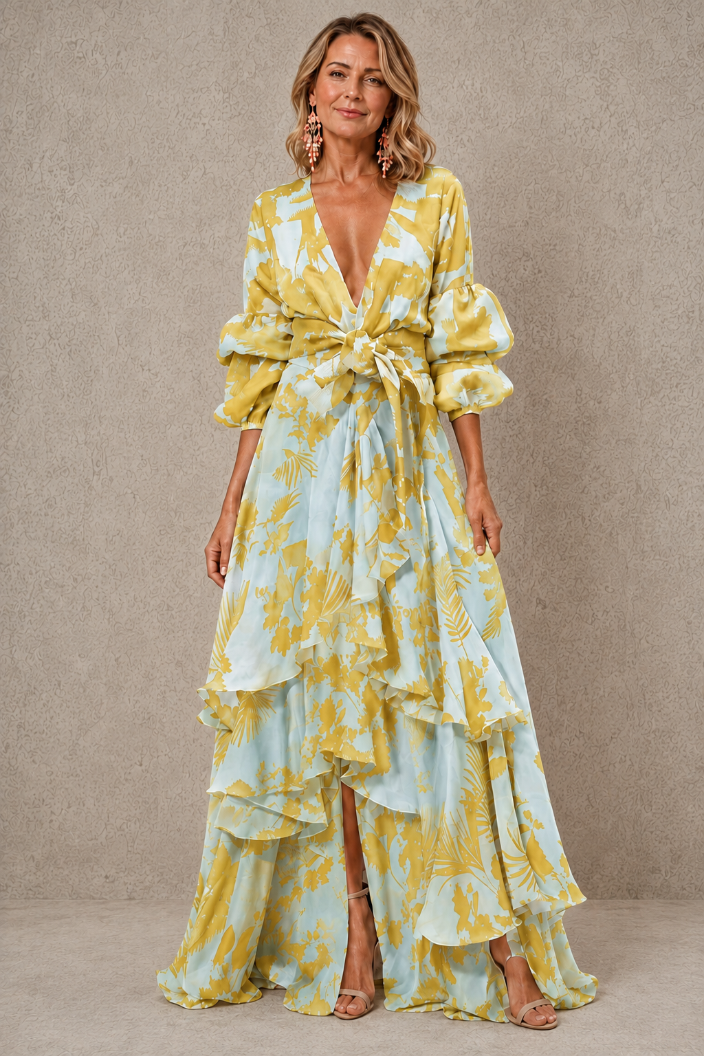 Abito Maxi Floreale a Balze da Donna