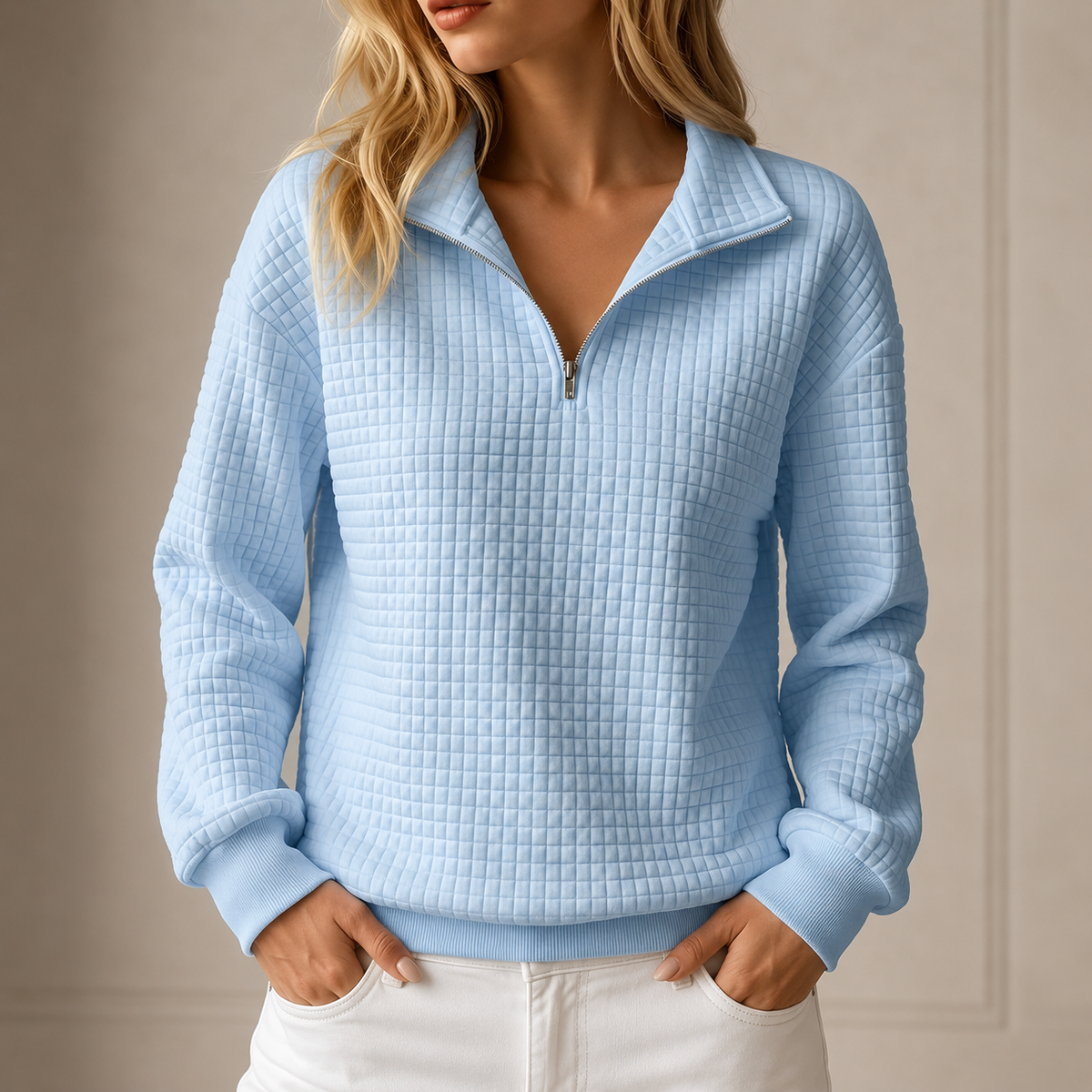 Felpa Trapuntata da Donna con Mezza Zip