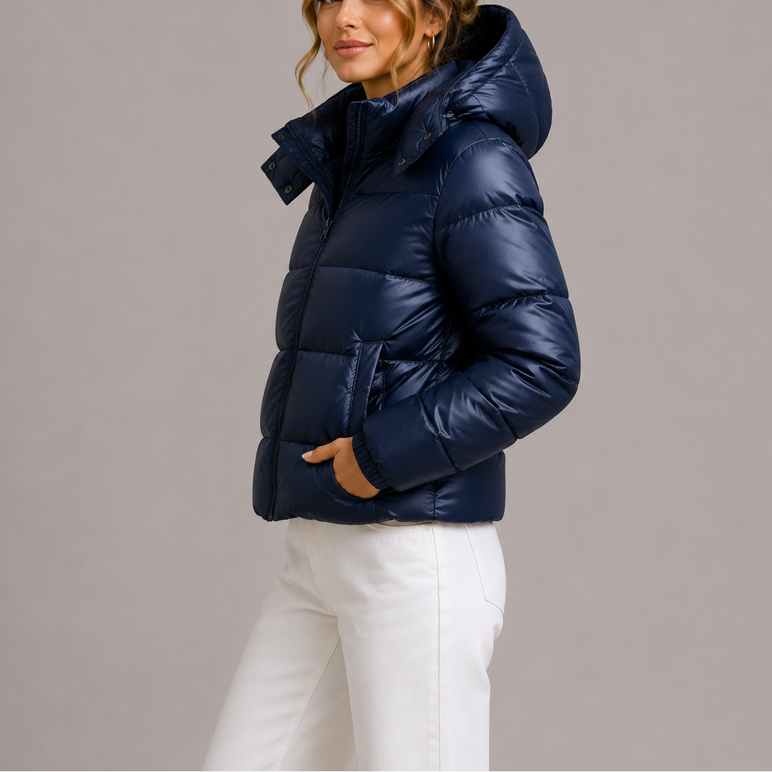 Piumino Trapuntato da Donna con Cappuccio