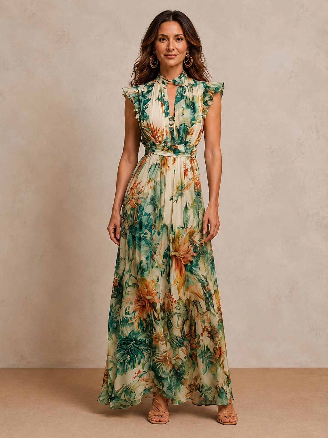 Abito Maxi Elegante in Chiffon da Donna