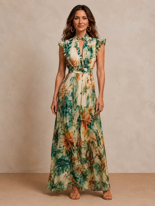 Abito Maxi Elegante in Chiffon da Donna