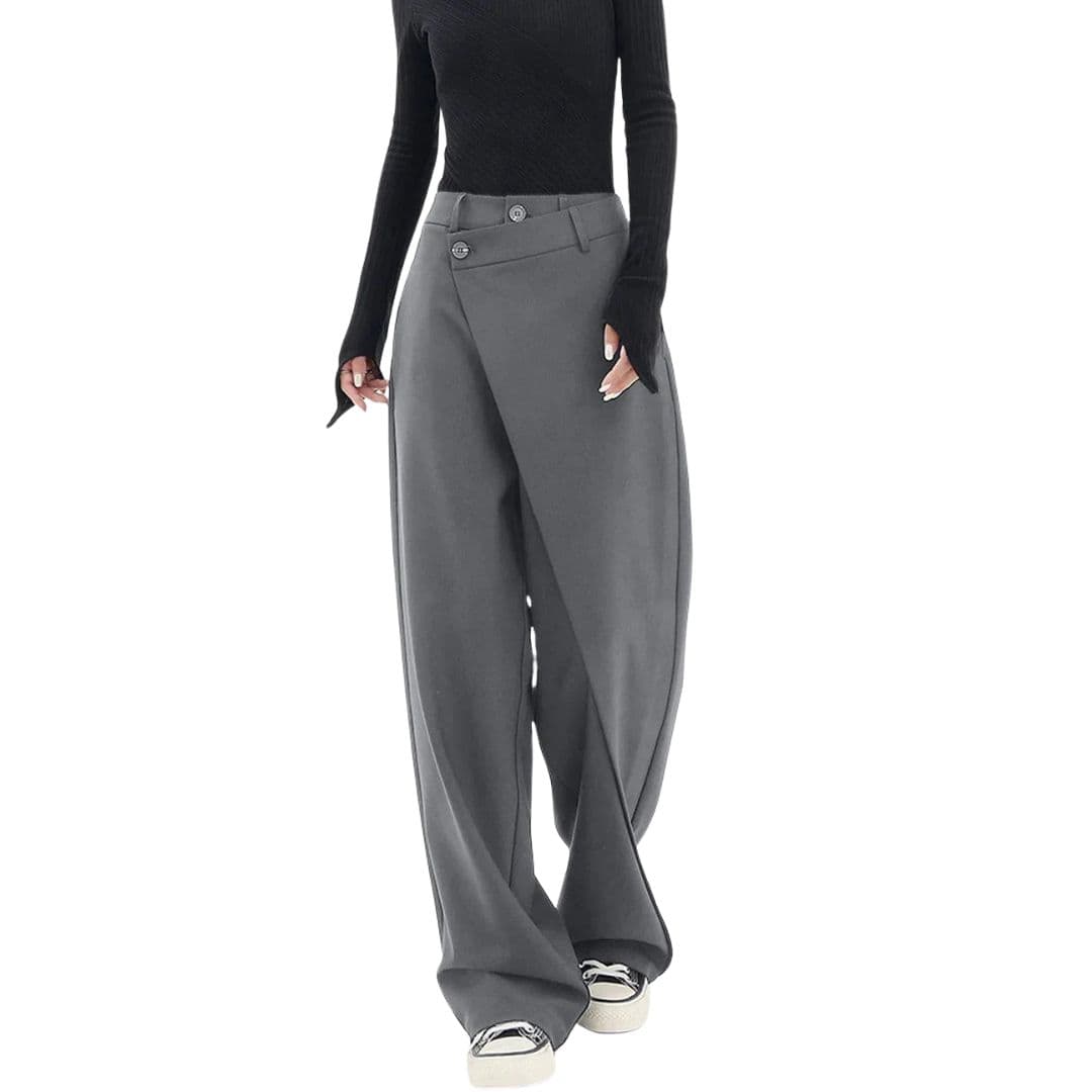Pantaloni a Gamba Larga da Donna con Vita Asimmetrica