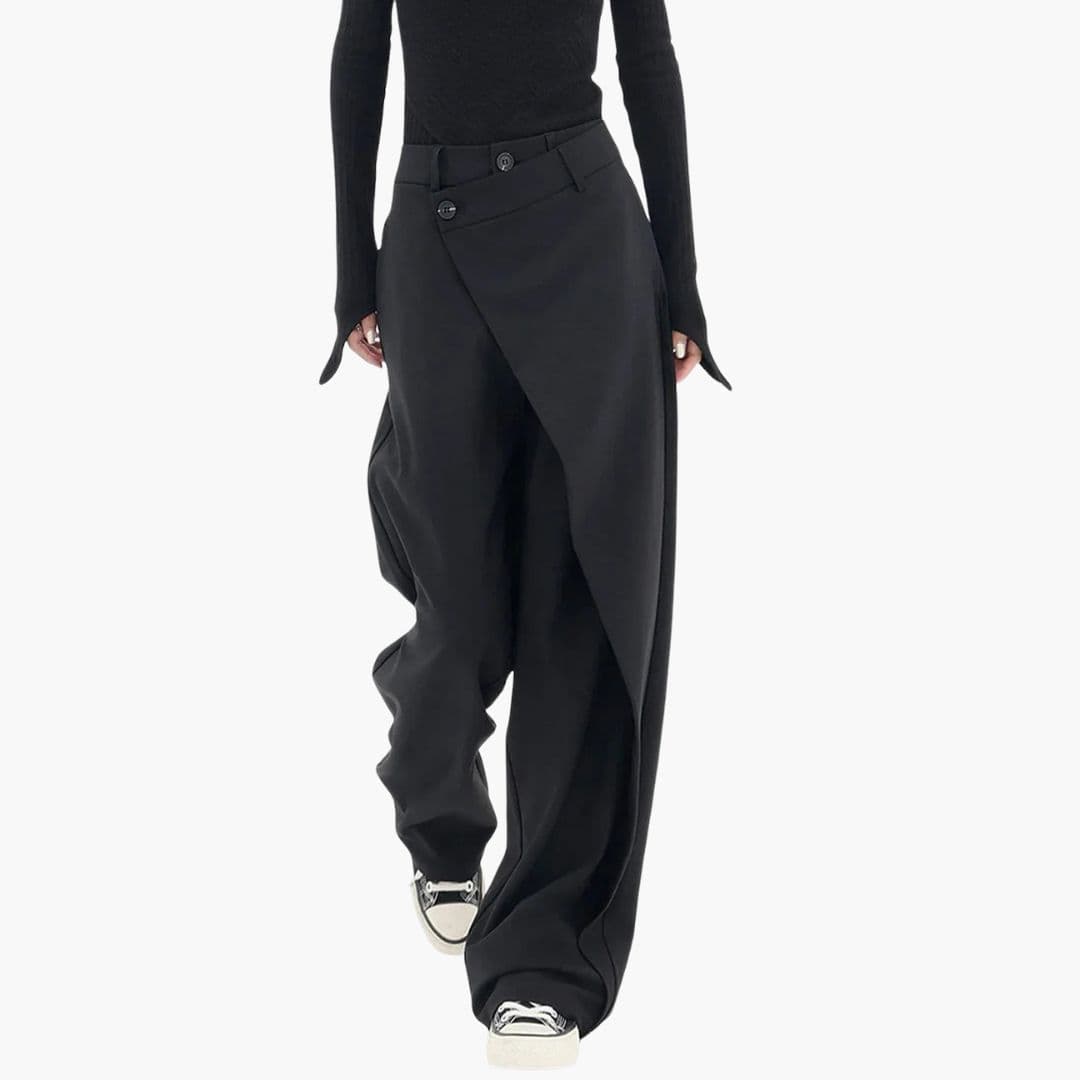 Pantaloni a Gamba Larga da Donna con Vita Asimmetrica