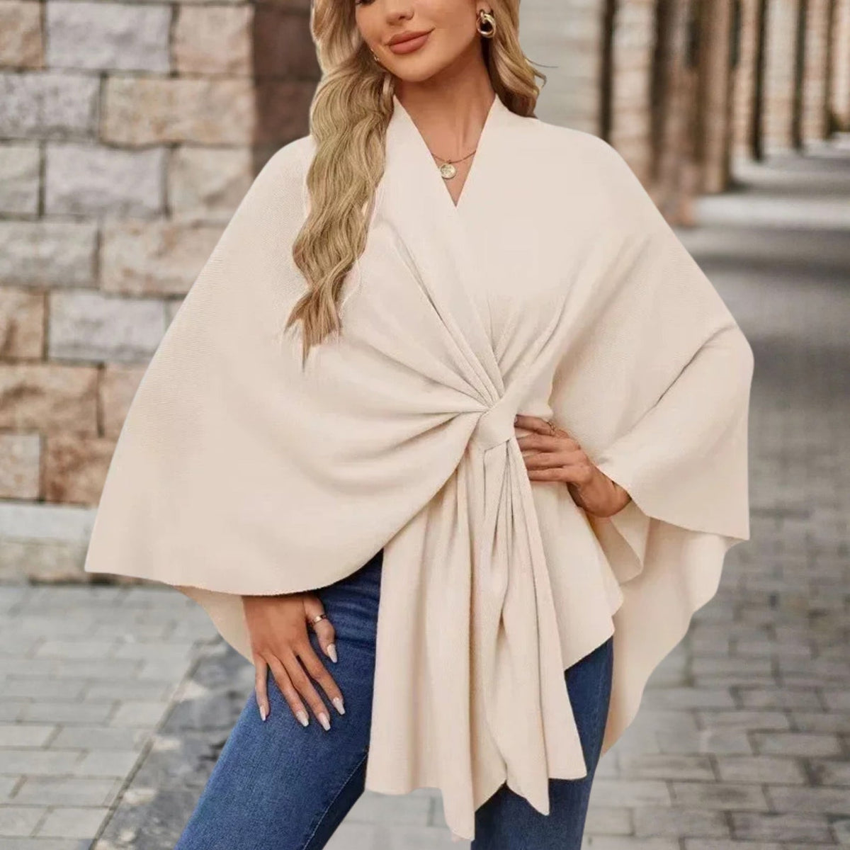 Poncho da Donna Incrociato con Scollo a V