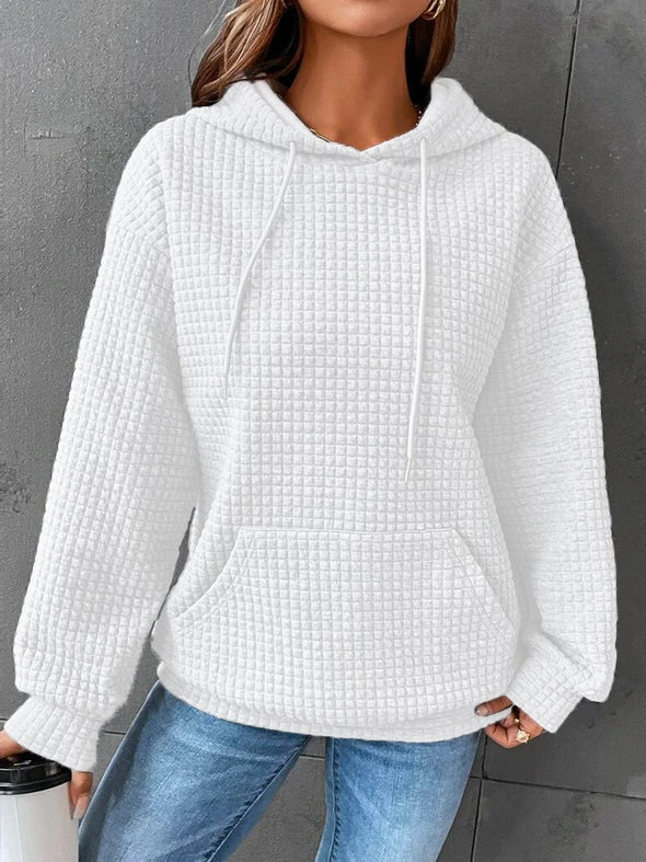 Felpa Oversize in Maglia Waffle da Donna