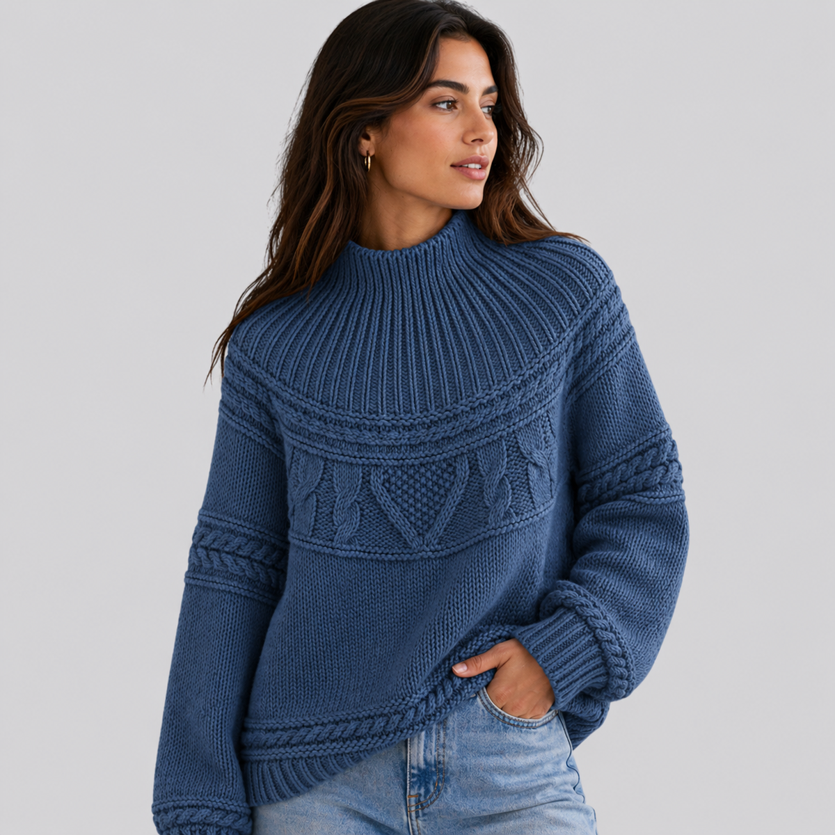 Maglione da Donna in Maglia a Trecce con Texture