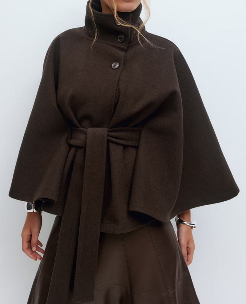 Mantella da Donna con Cintura e Collo Alto