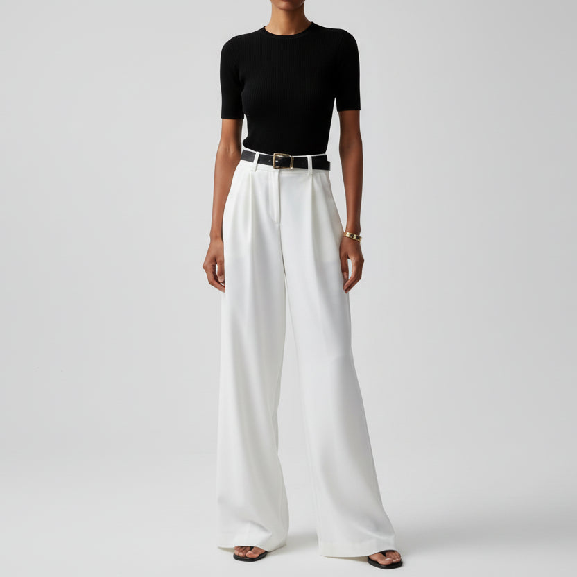 Pantaloni Larghi a Vita Alta da Donna