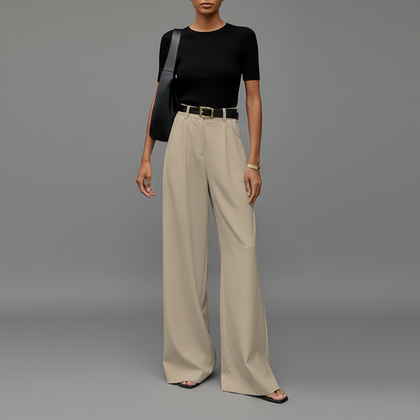 Pantaloni Larghi a Vita Alta da Donna
