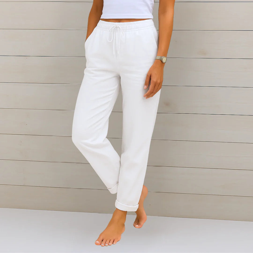 Pantaloni Donna in Lino Elasticizzato Traspirante