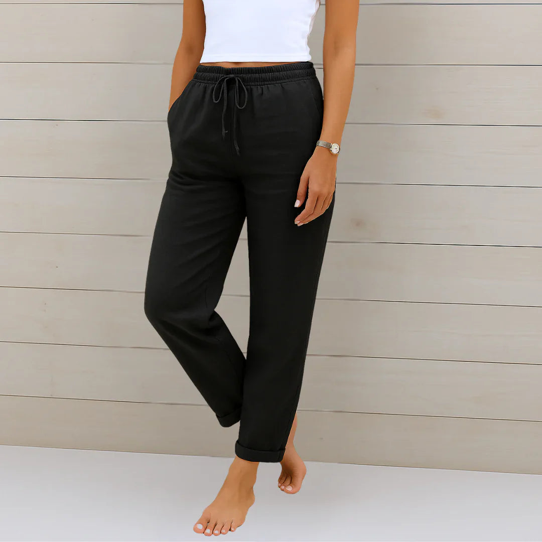 Pantaloni Donna in Lino Elasticizzato Traspirante