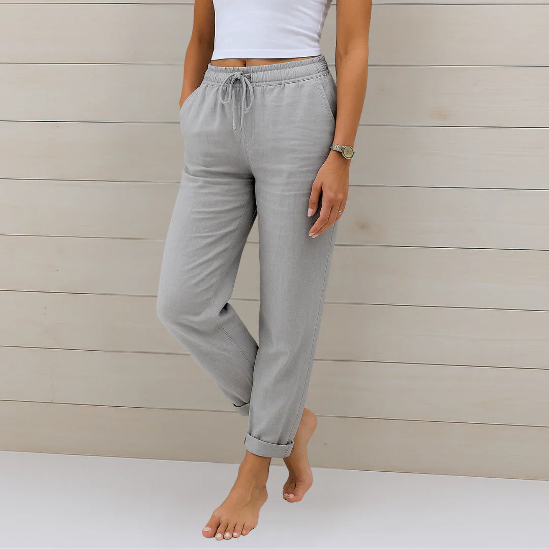 Pantaloni Donna in Lino Elasticizzato Traspirante