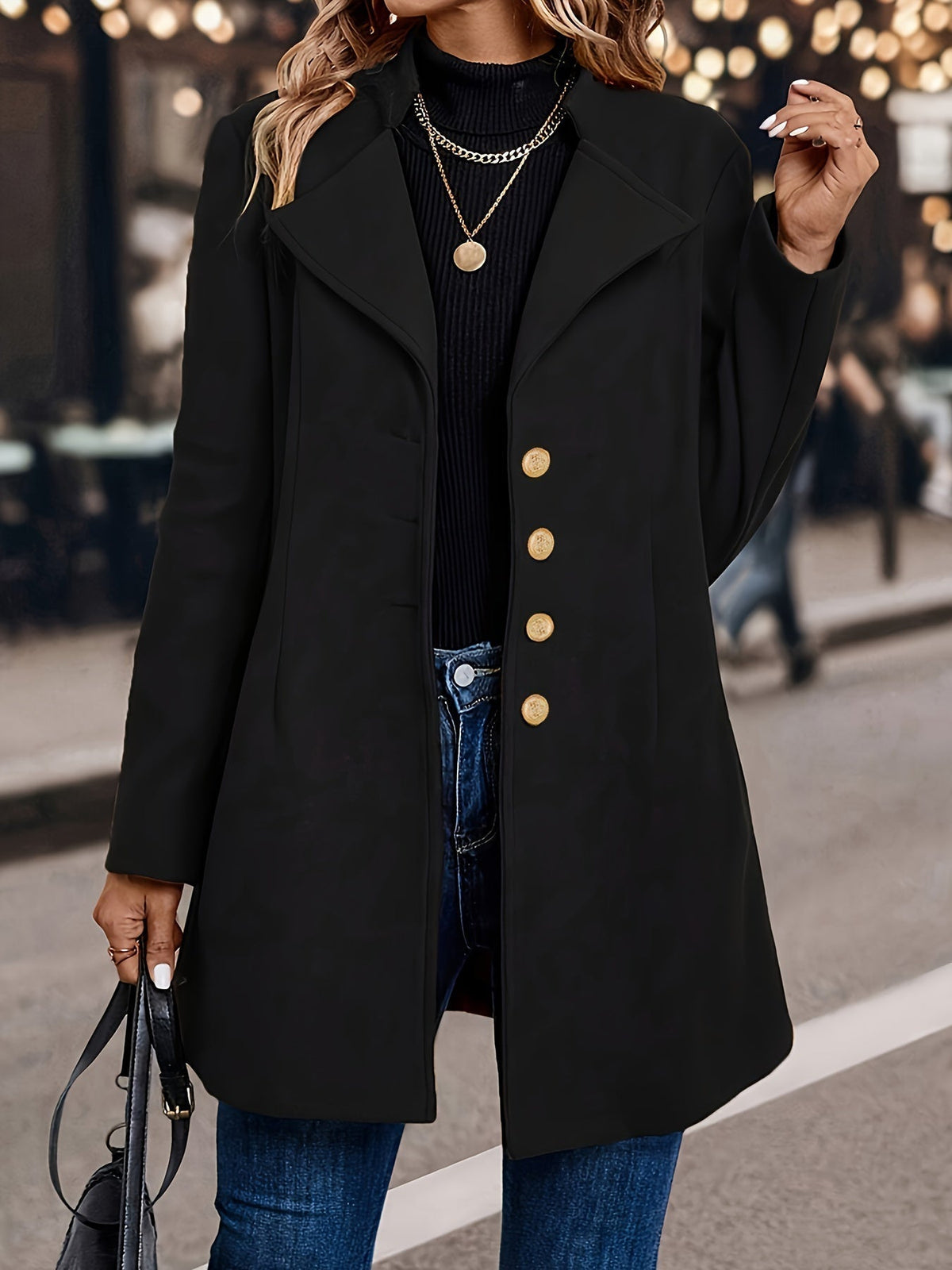Cappotto da Donna in Misto Lana con Bottoni Dorati