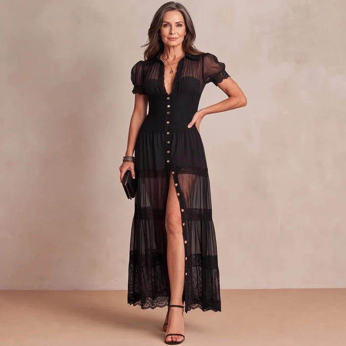 Abito Maxi Drappeggiato Elegante da Donna