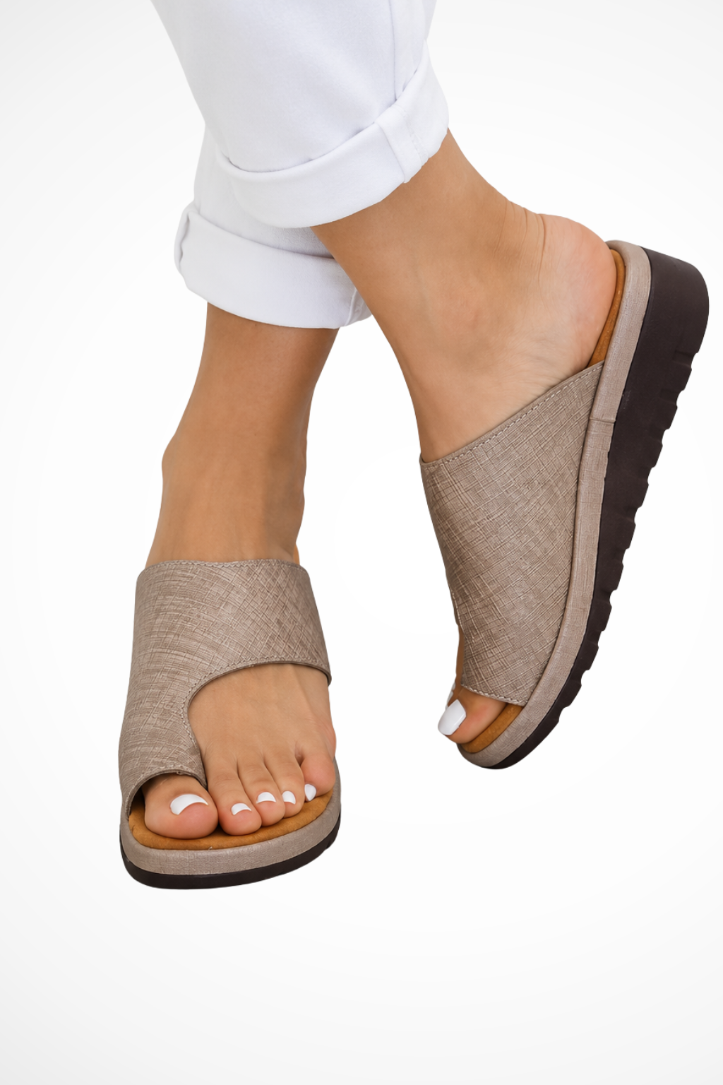 Sandali con Zeppa e Fascia ad Anello per Dito da Donna