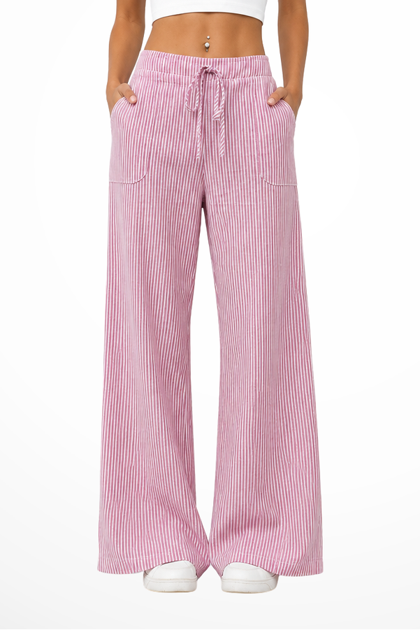 Pantaloni a Righe con Coulisse da Donna