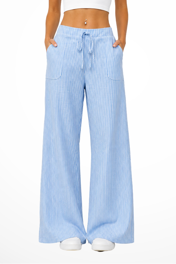 Pantaloni a Righe con Coulisse da Donna