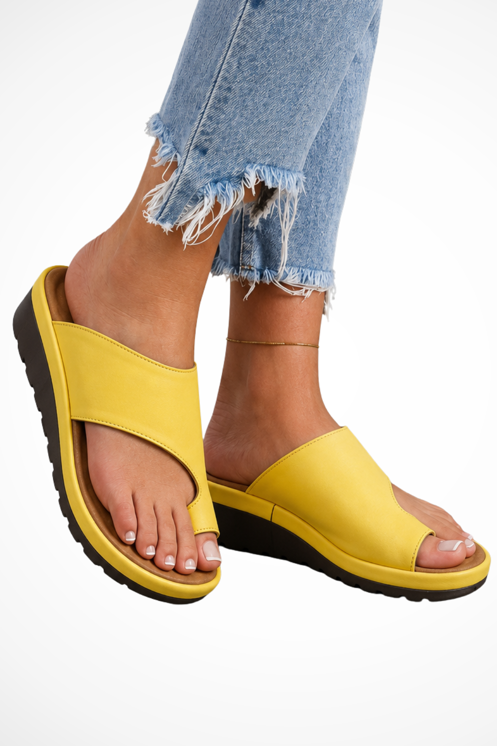Sandali con Zeppa e Fascia ad Anello per Dito da Donna