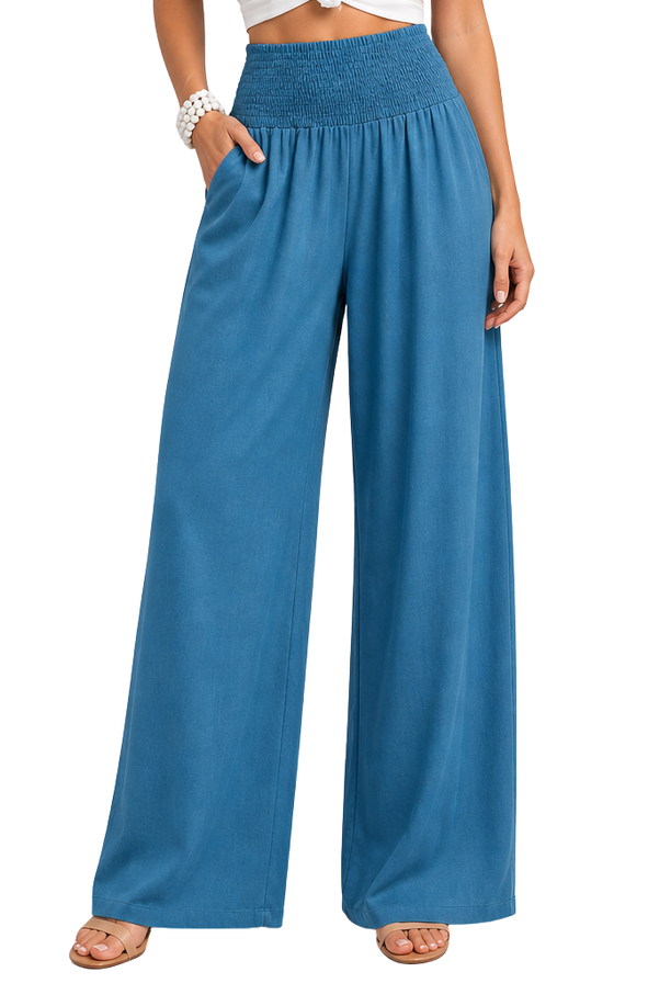 Pantaloni in Lino con Vita Arricciata da Donna