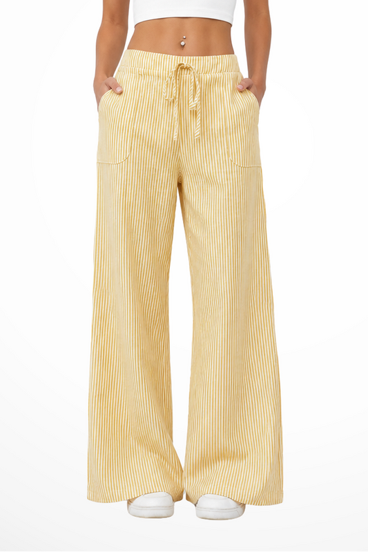Pantaloni a Righe con Coulisse da Donna