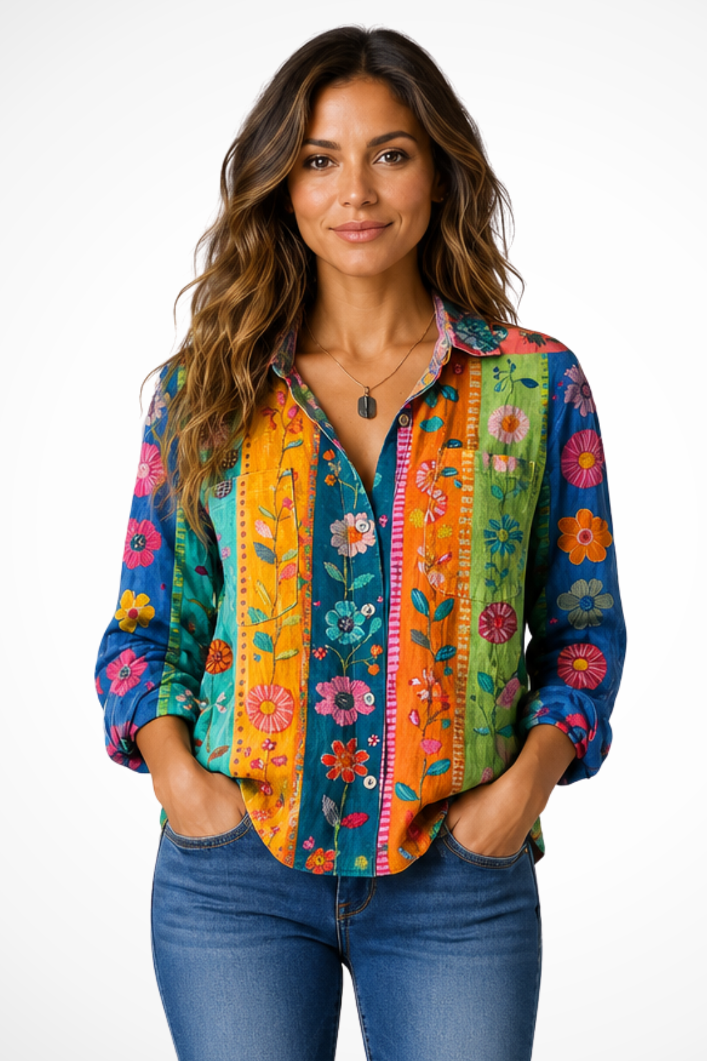 Blusa Boho con Stampa Bandana da Donna