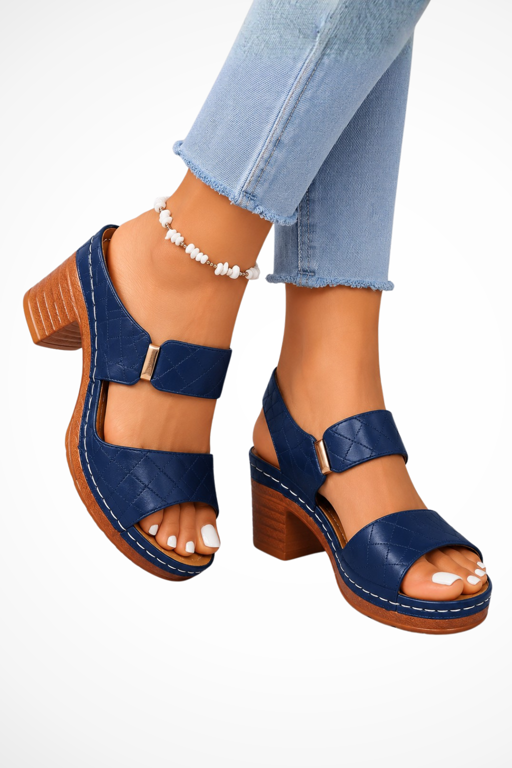 Sandali Platform con Tacco Largo da Donna